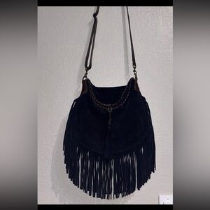 Chic Black Fringe Shoulder Bag